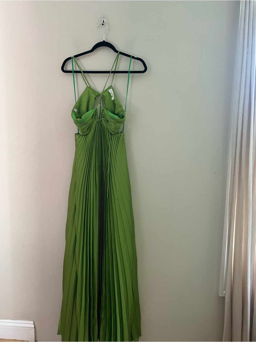 A.L.C. Strapless Pleated Maxi Dress in Lime Green - Picture 9 of 15